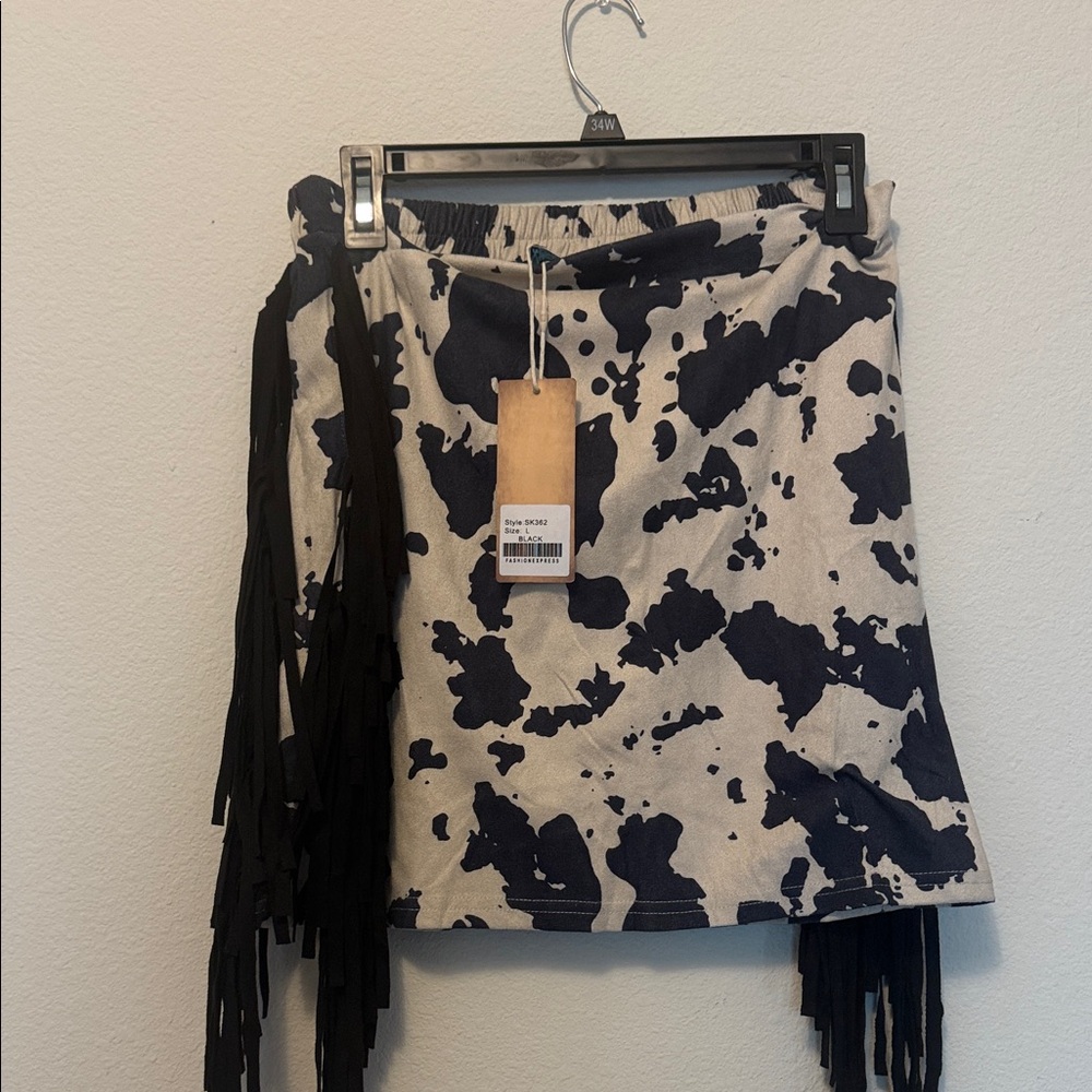 Suede Cow print Mini Skirt Western